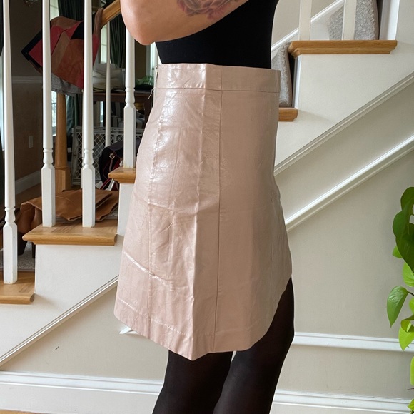 Pale Pink Faux-Leather “Plastic” Mini Skirt - Picture 3 of 7